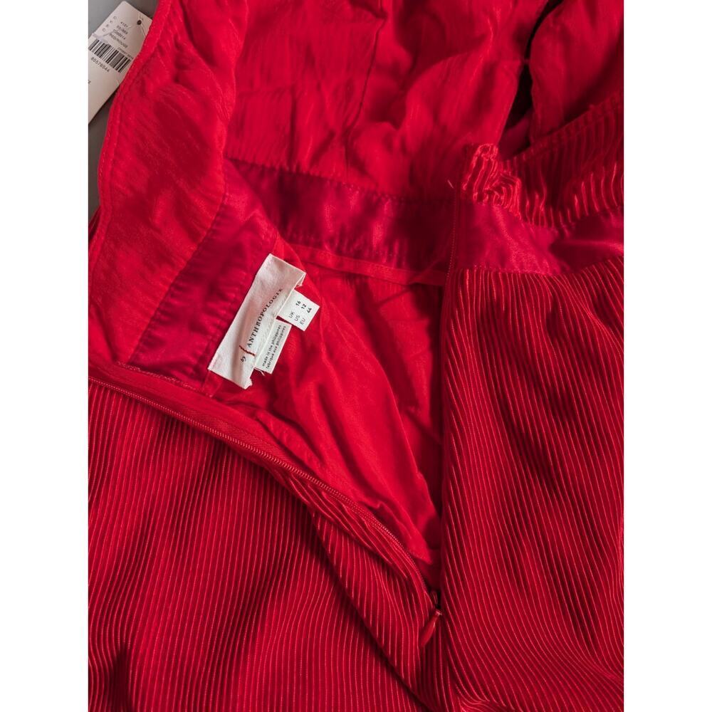 NWT By Anthropologie Plisse Pleated Open Back Halter Jumpsuit Size 12 Red MD455 - Picture 7 of 10